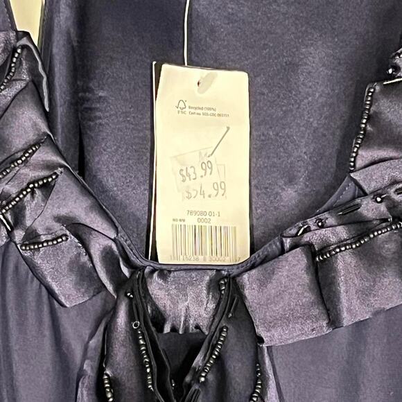 Vintage Banana Republic Women's Navy Silk Hand Beaded Tank Top Medium NWT 2010 - Picture 4 of 4